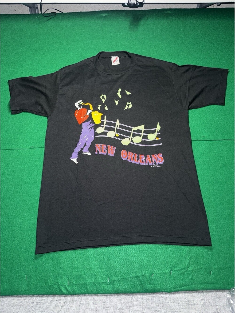 VTG 90s New Orleans Jazz T Shirt L Jerzees Puffy Paint Single Stitch Made In USA